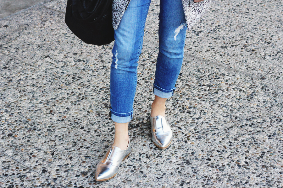 fashionlush, perfect skinny jeans, silver oxfords