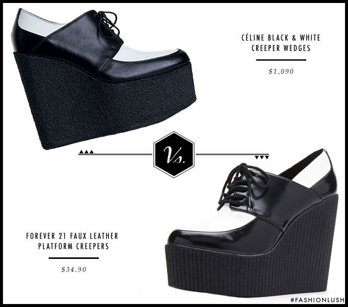 fashionlush, celine wedges, black and white creepers