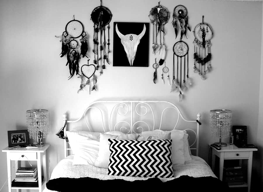 cow skull and dream catchers