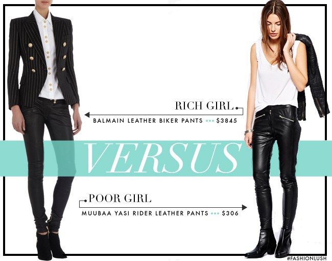 fashionlush, balmain leather pants, kate moss, rich girl poor girl