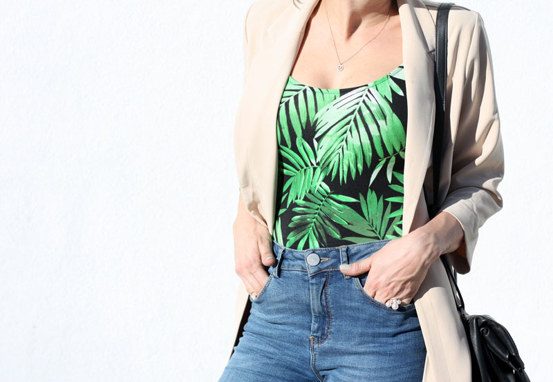 fashionlush, palm leaf print, asos ridley jeans