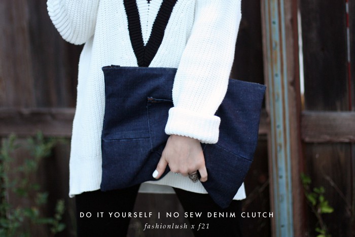fashionlush, do it yourself, no sew clutch