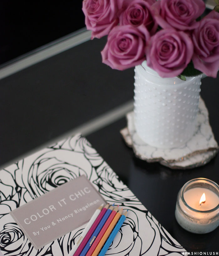 fashionlush, coffee table decor, color it chic coloring book