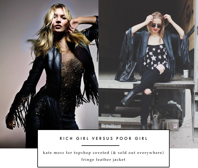fyrretræ vente prik Rich Girl / Poor Girl: The Exclusive Kate Moss for Topshop Fringe Leather  Jacket