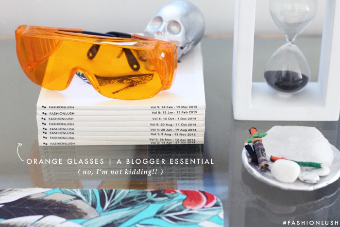 fashionlush, orange glasses, melatonin production, blogger tips