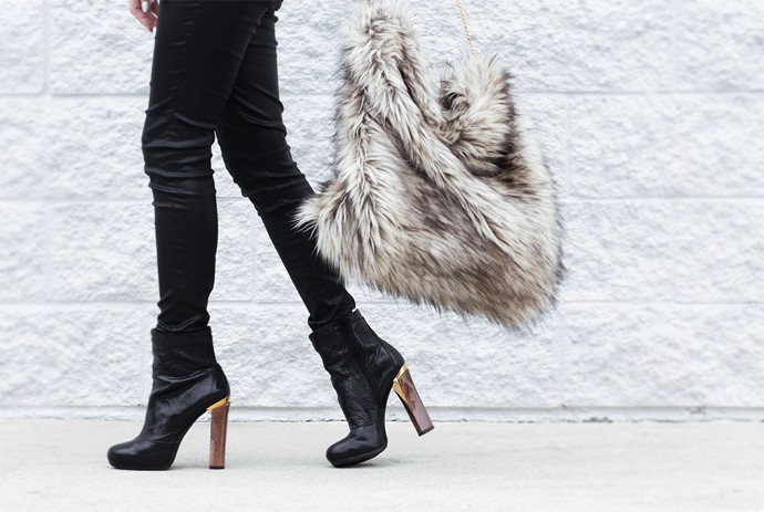 fashionlush, fall fashion, diy fur purse