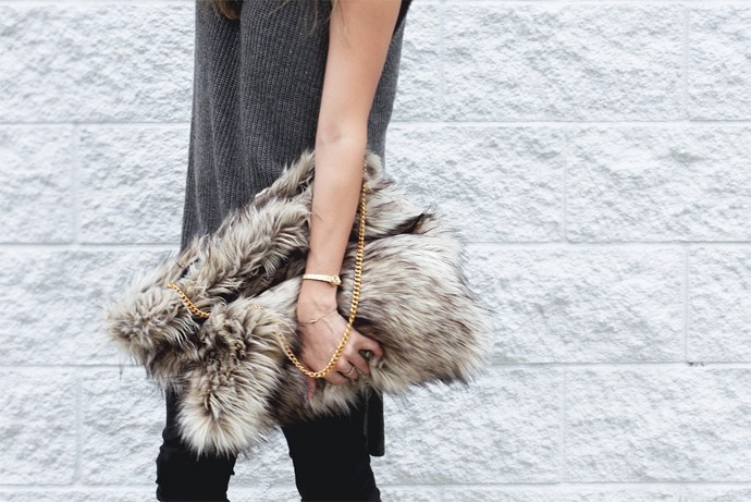 fashionlush, fall fashion, diy fur purse