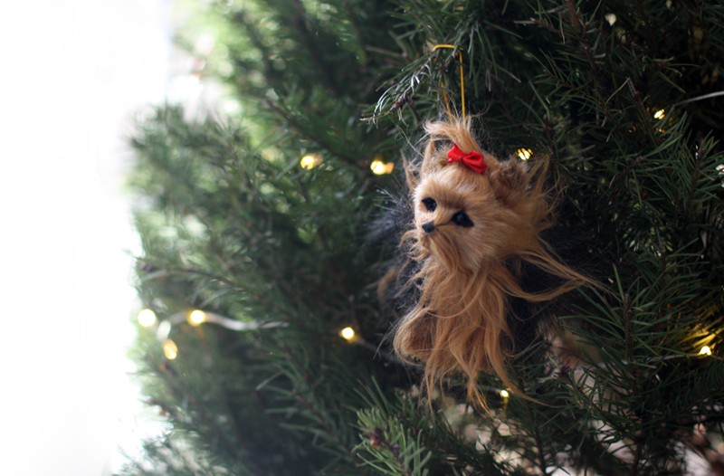 fashionlush, christmas tree, yorkie ornament