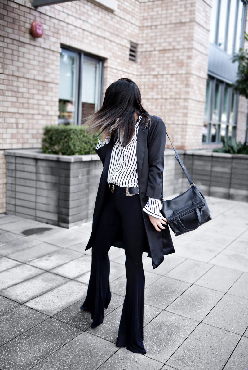 fashionlush, silk striped blouse, black and white fashion