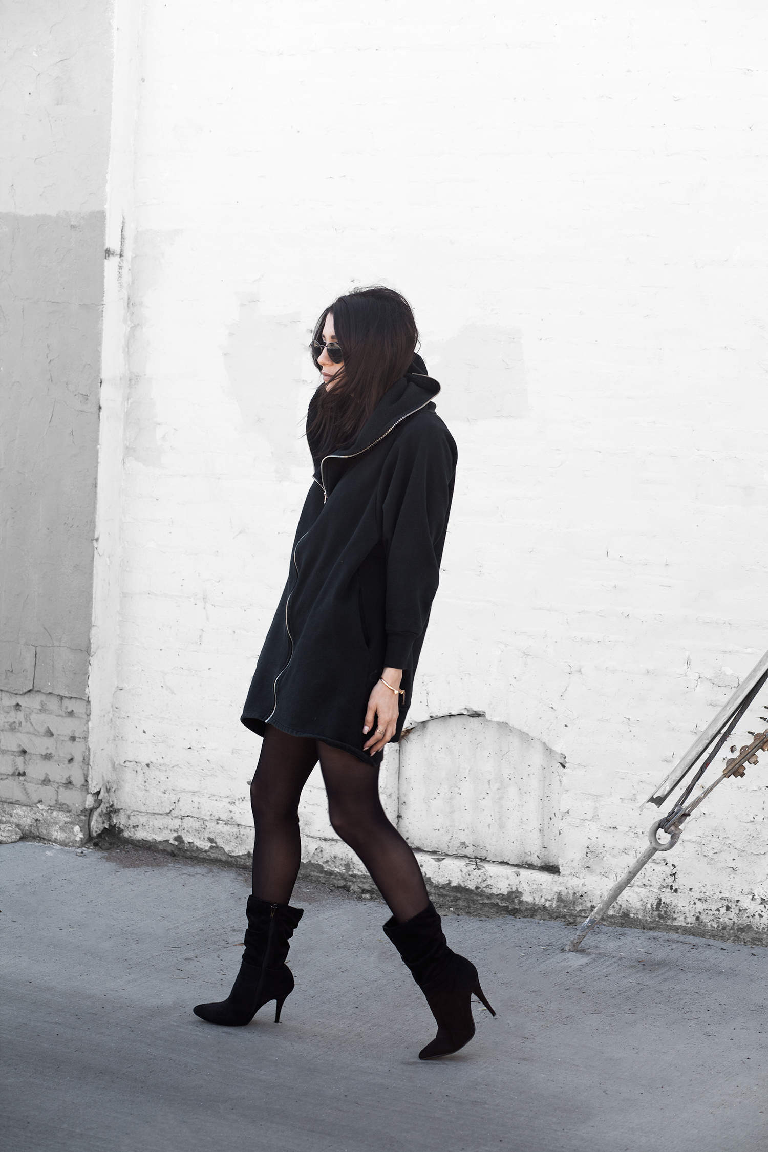 fashionlush, hoodies & heels, all black outfits