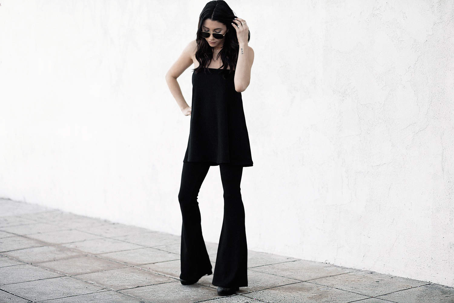 fashionlush, all black outfits, tube top, coordinates
