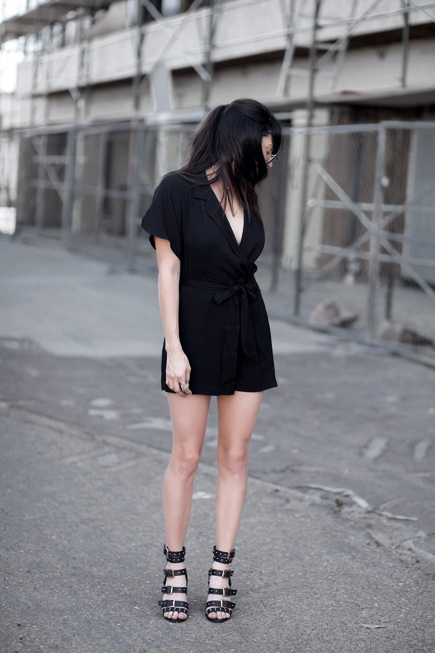fashionlush, little black playsuit, street style