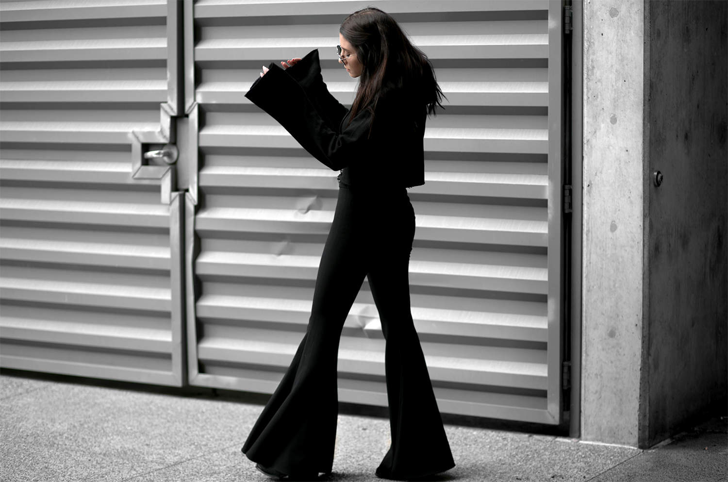 all black outfits, fashionlush, bell bottoms
